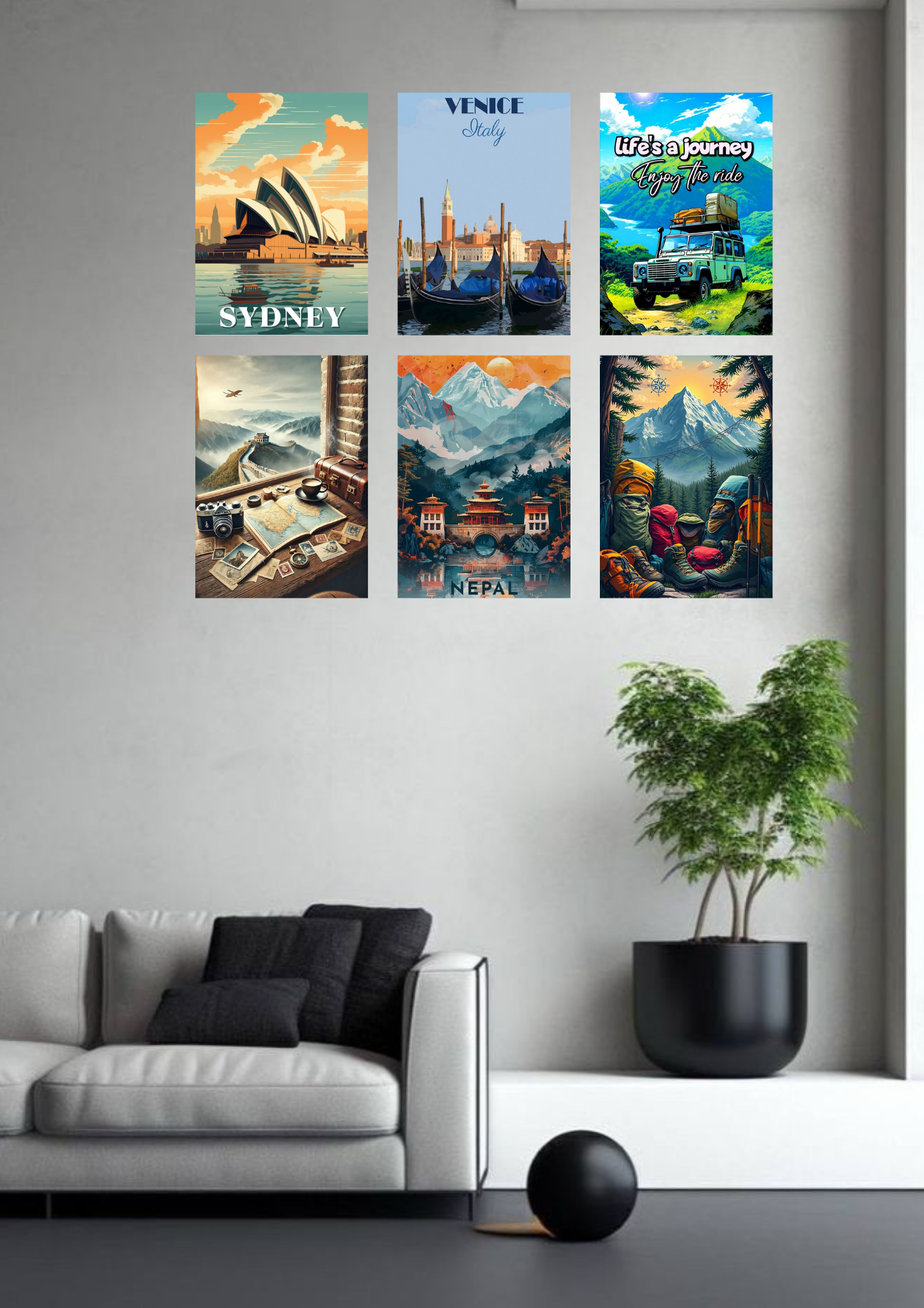 Adventure Voyage Edition – Inspirational Travel Poster Collage 6 Set | A4 Size Wanderlust Wall Art
