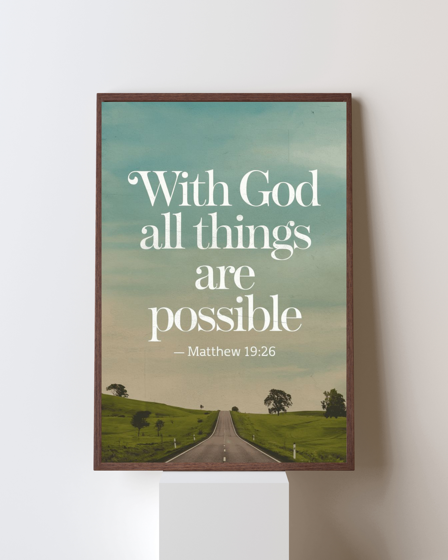 With God All Things Are Possible – Christian Motivational Wall Art | Scripture Poster (Matthew 19:26)
