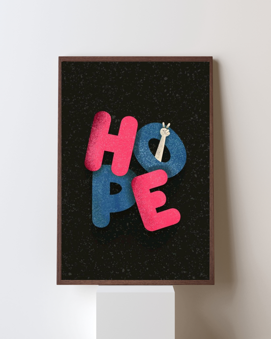 Motivational Poster – “HOPE” Bold Typography Art | Positive Energy Wall Decor