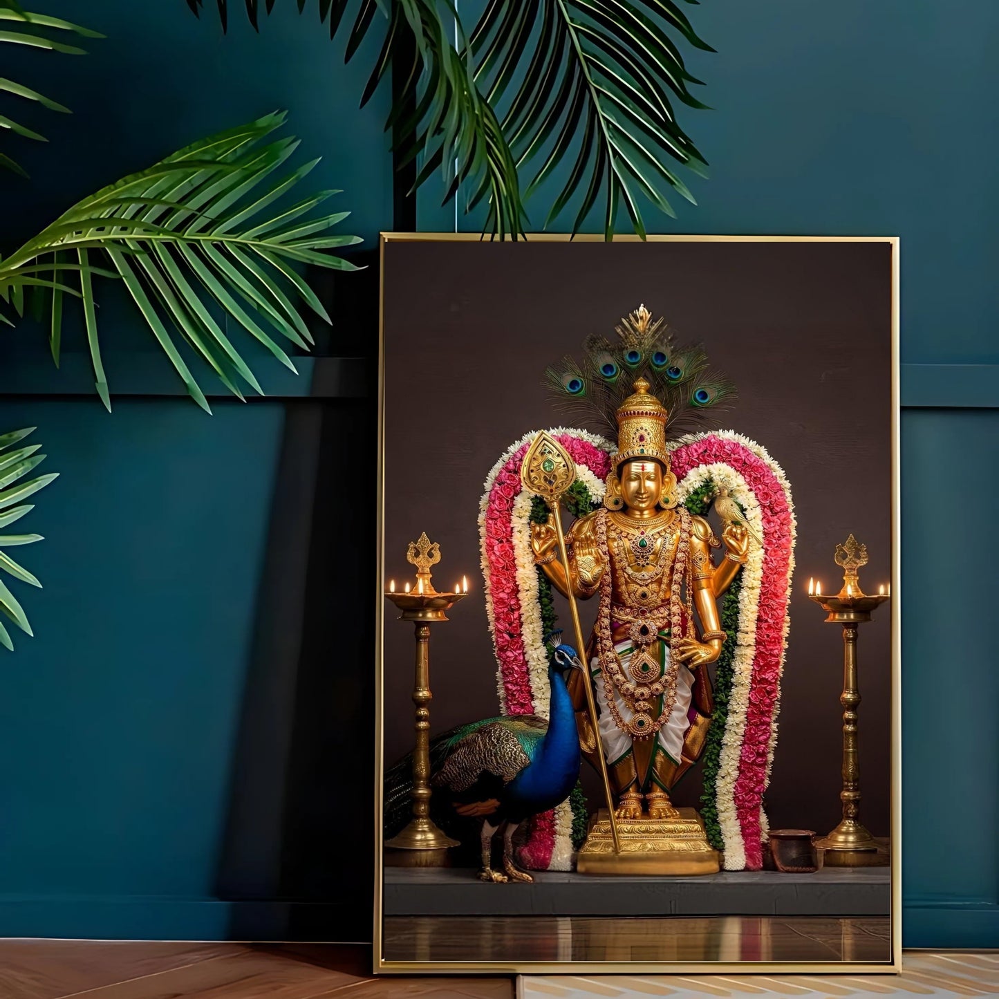 Divine Lord Murugan Temple Art Frame
