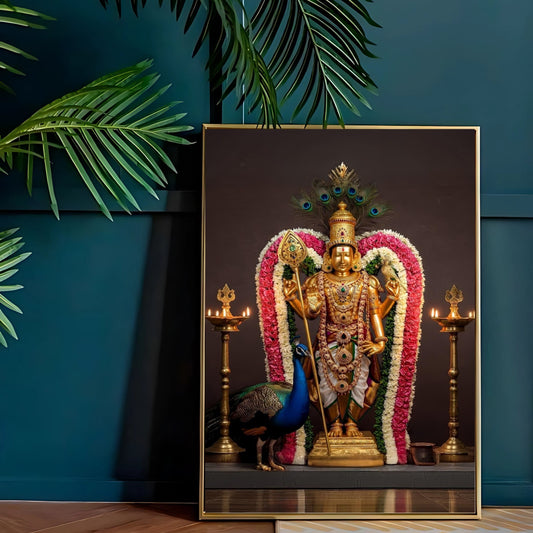Divine Lord Murugan Temple Art Frame