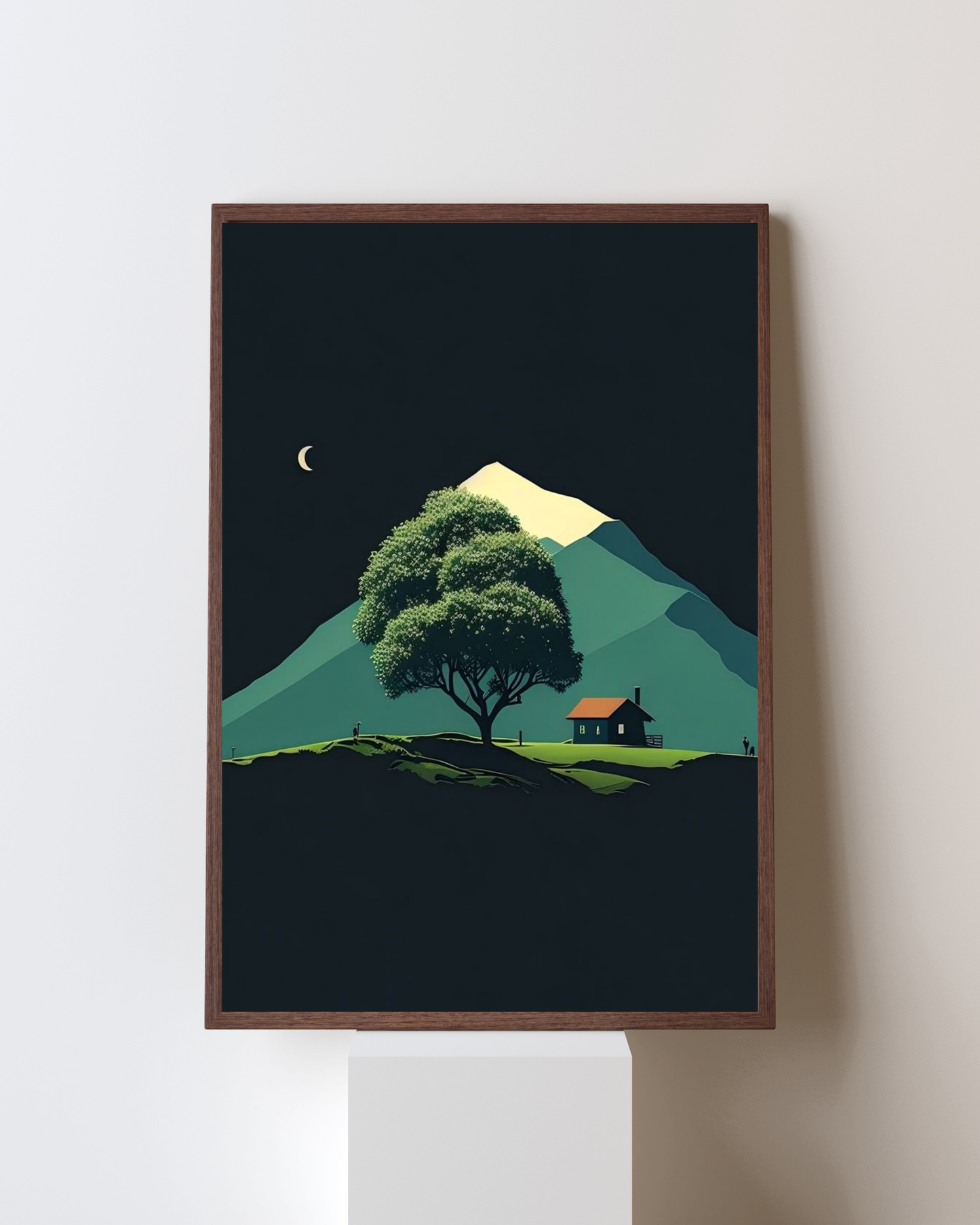 Midnight Serenity – Minimal Mountain Landscape Art Frame