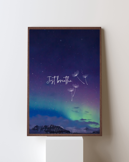 Just Breathe – Soothing Northern Lights Motivational Poster