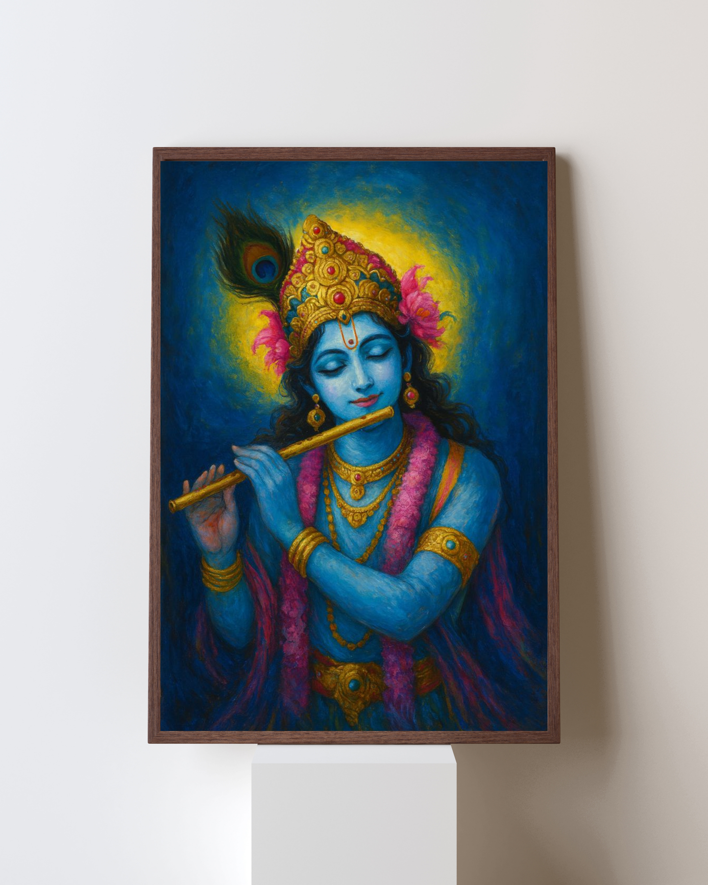 Divine Melody – Lord Krishna Flute Devotional Framed Art