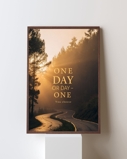 One Day or Day One – You Choose” Motivational Wall Art | Inspirational Sunrise Quote Poster