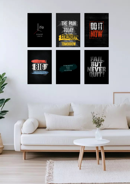 Motivational Collage Poster Set – 6 A4 Wall Prints | Rise & Conquer Collection