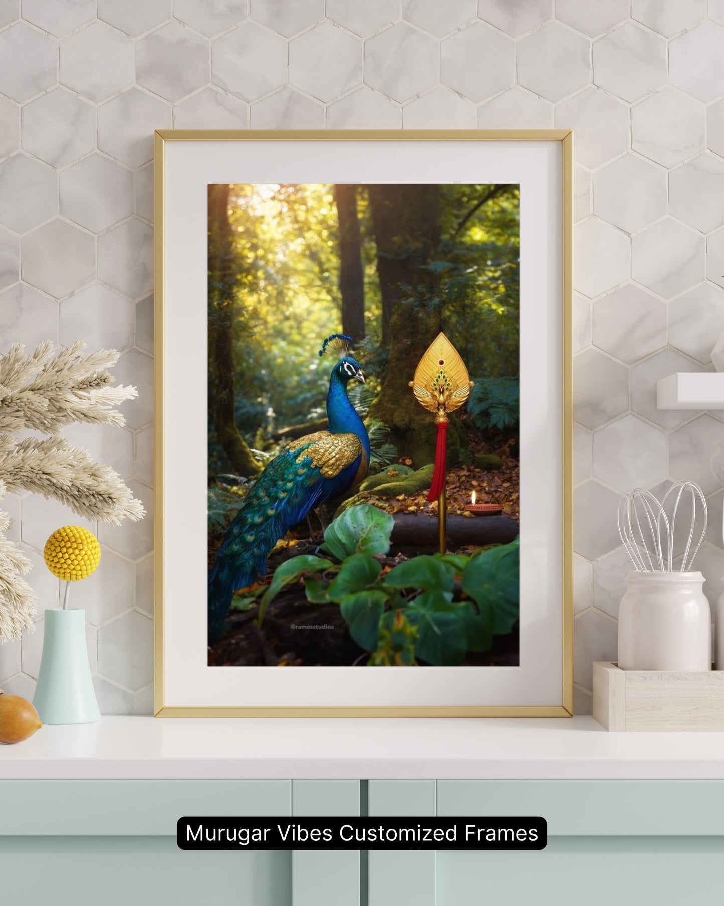 Murugar Vibes Customized Frame – Divine Vel with Peacock