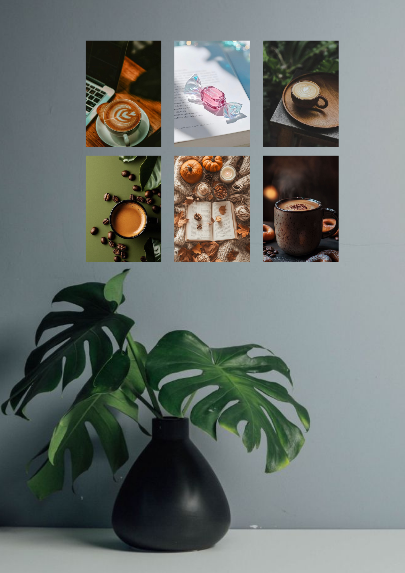 Aesthetic Coffee & Cozy Collage 6 Set Posters – A4 Size | Café Vibes, Minimal & Warm Wall Art Prints