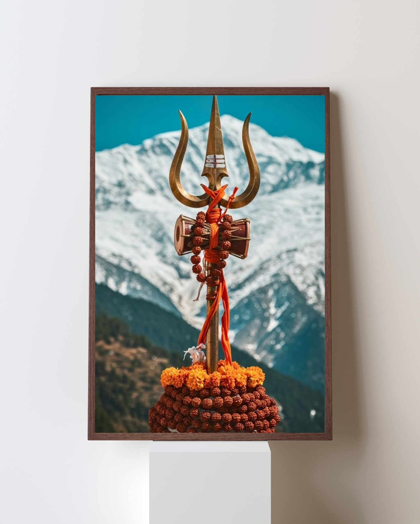Divine Power – Trishul of Lord Shiva with Himalayas Framed Wall Art