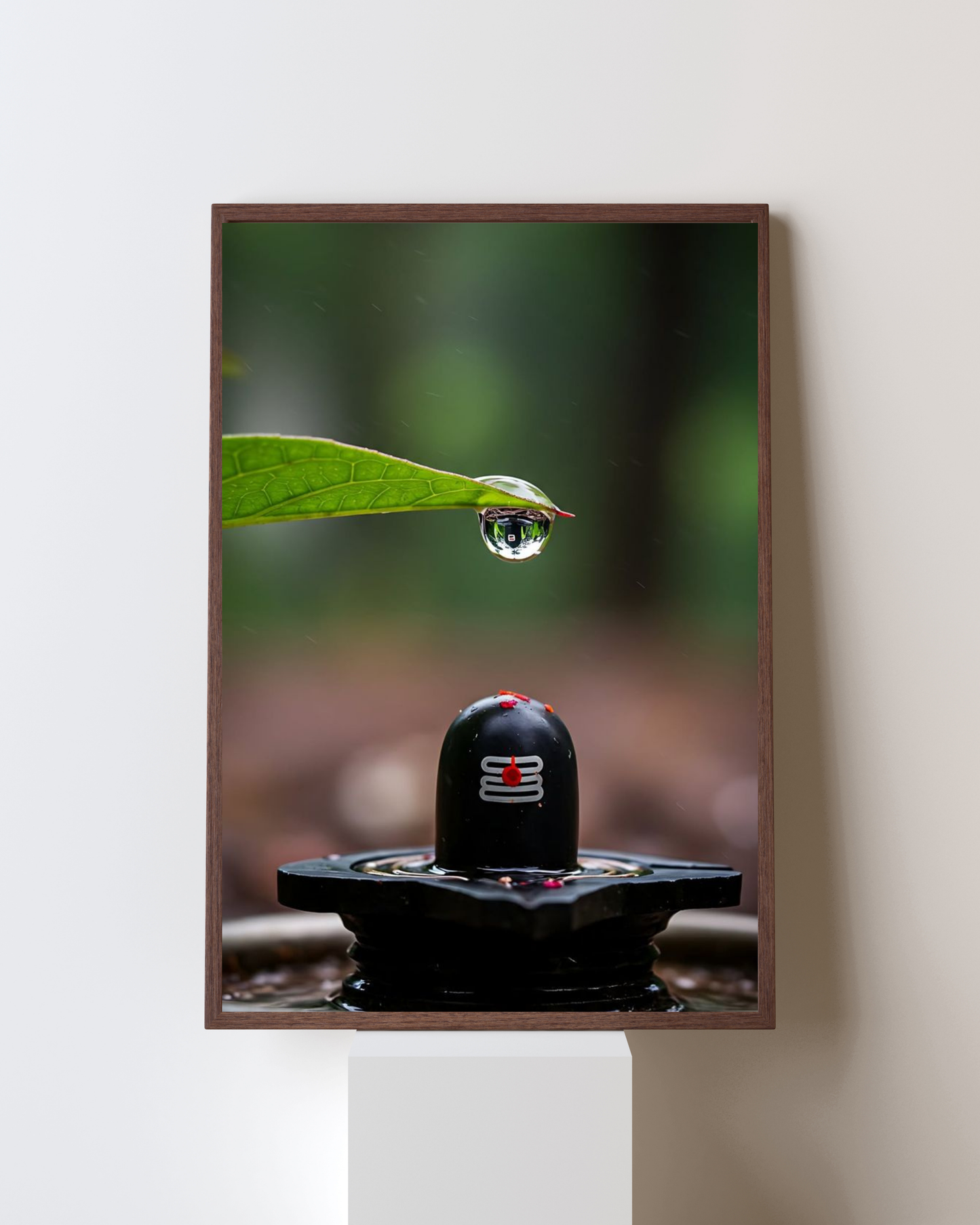 Sacred Droplet – Shivling with Water Drop Devotional Framed Wall Art
