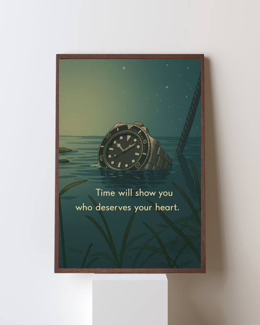 Time Will Show You Who Deserves Your Heart” Motivational Wall Art | Patience & Self-Worth Quote Poster