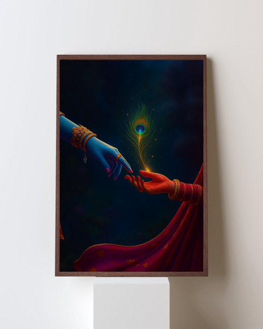 Divine Connection – Radha Krishna Love & Devotion Framed Wall Art