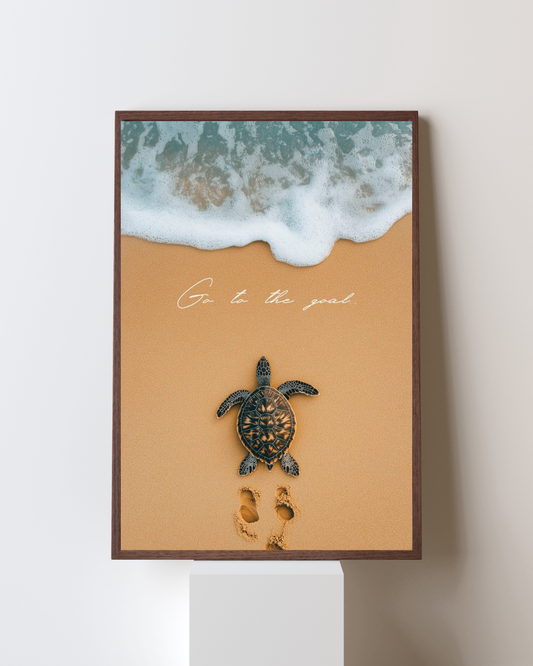 Go to the Goal” Motivational Beach Art | Turtle Journey Inspirational Poster