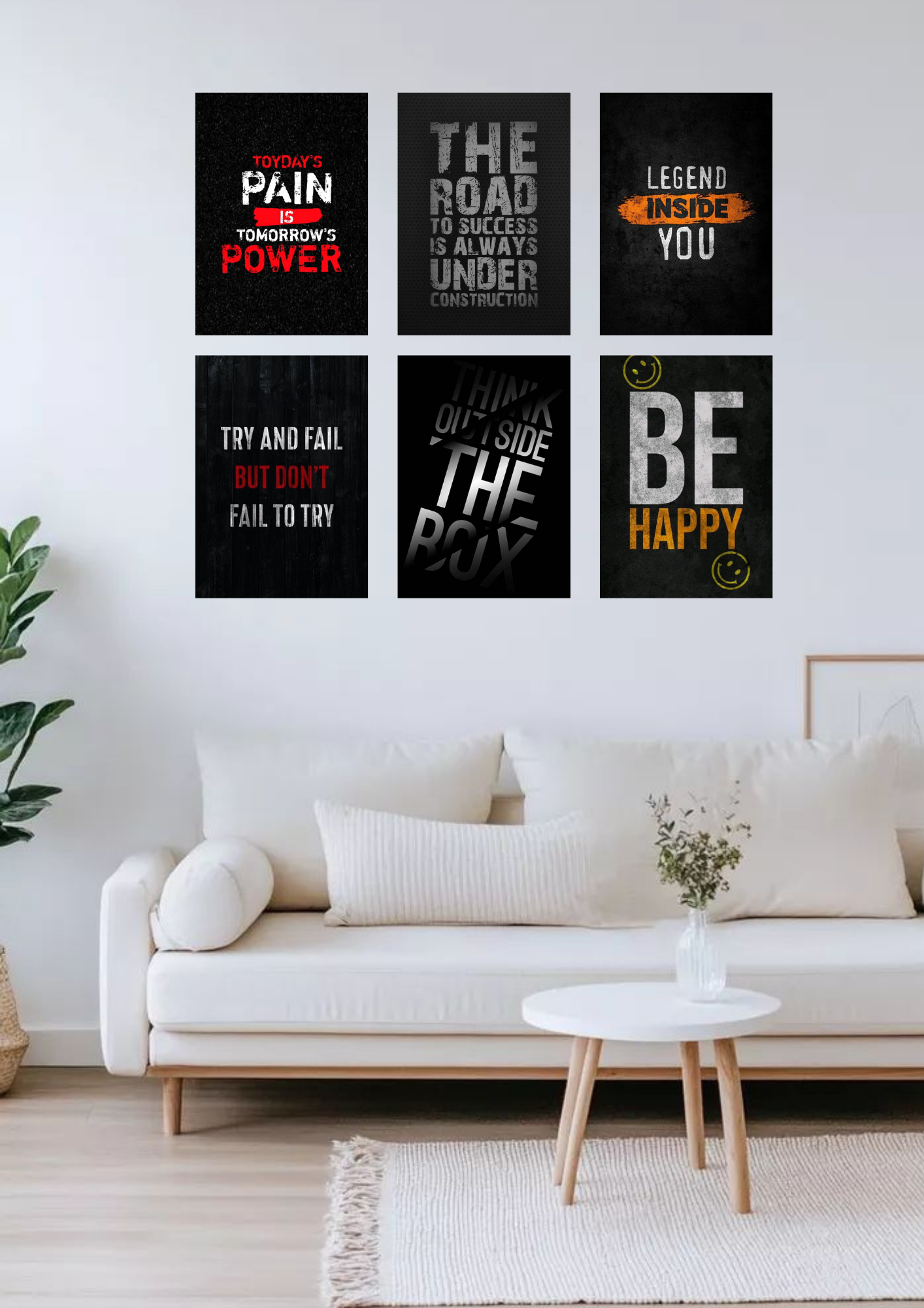 Motivational Collage Poster Set – 6 A4 Wall Prints | Power Within Collection