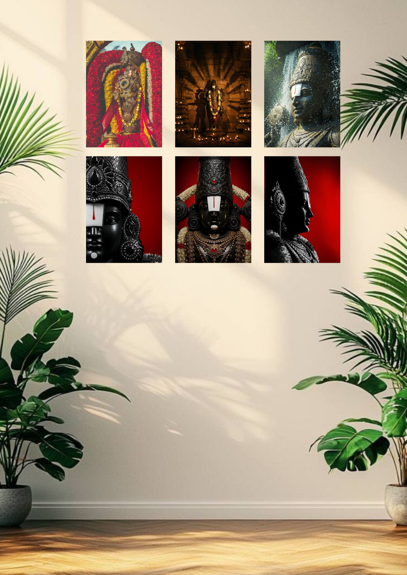 Lord Venkateswara Devotional Collage Poster Set – 6 A4 Wall Prints | Divine Grace Collection