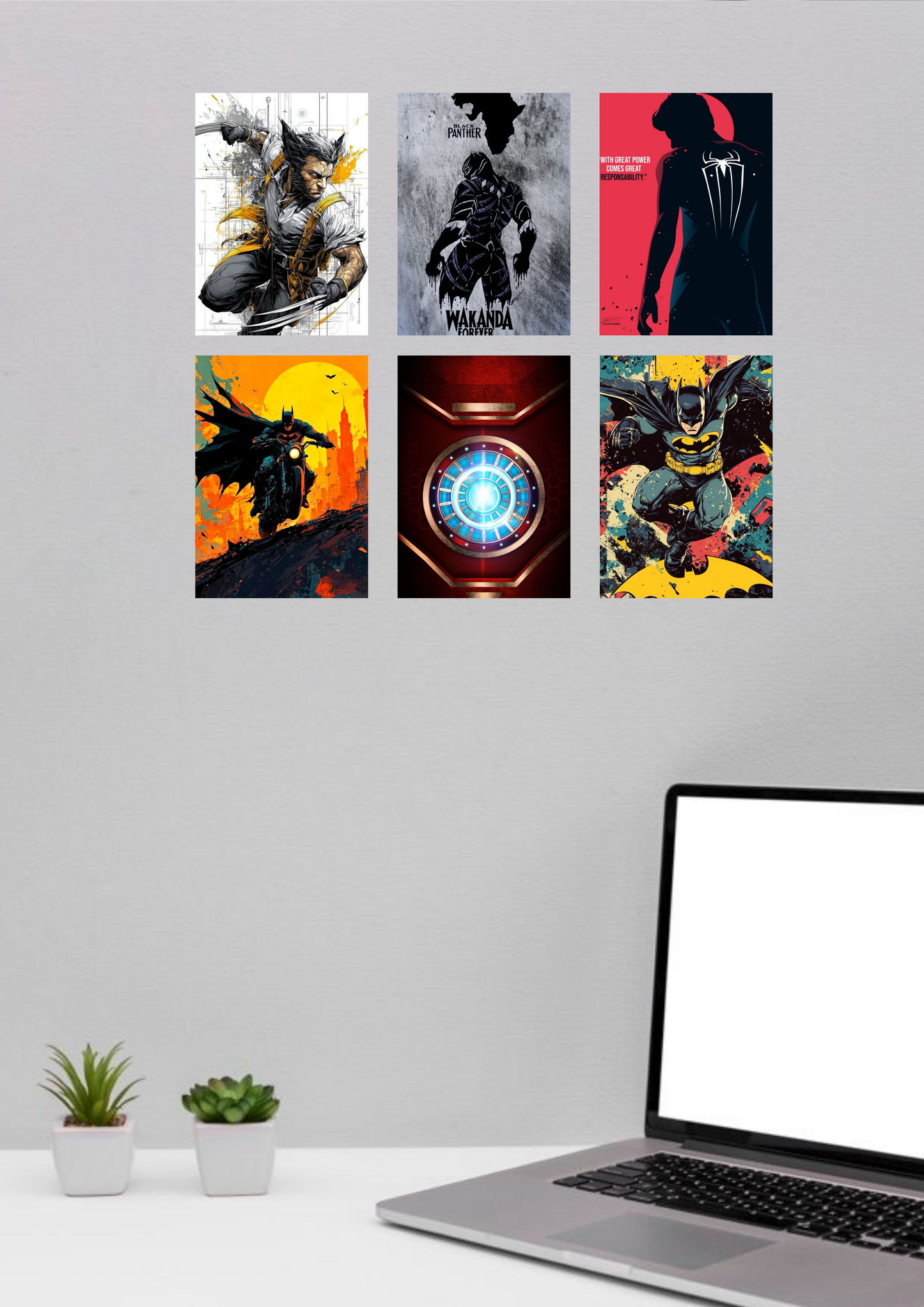 Superhero Legends – 6 Poster Collage Set (A4 Size)