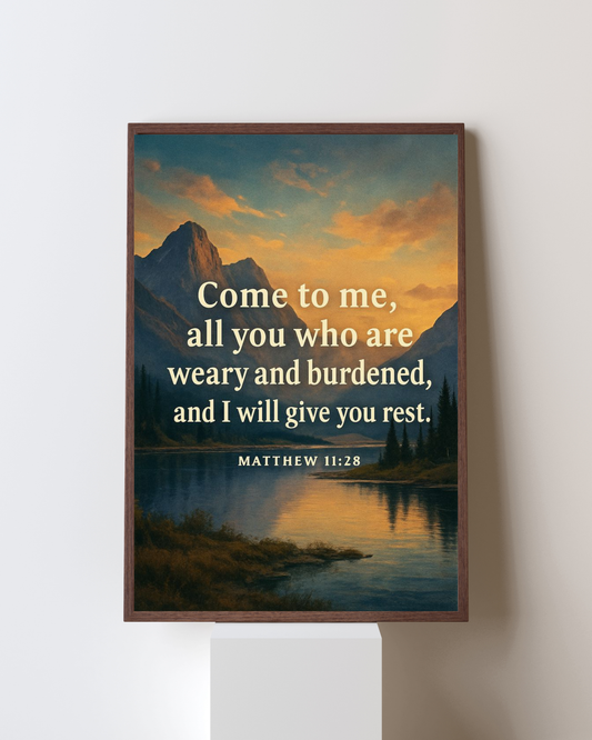 Come to Me – Christian Serenity Wall Art | Scripture Poster of Rest & Peace (Matthew 11:28)