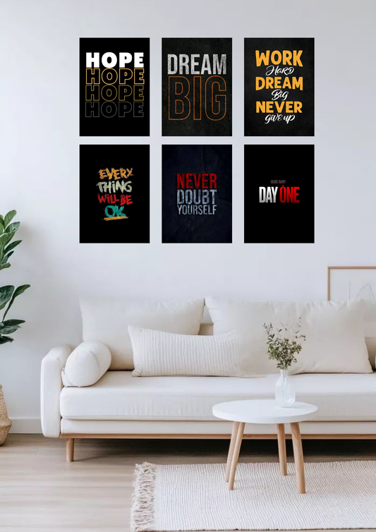Motivational Collage Poster Set – 6 A4 Wall Prints | Dream Big Collection