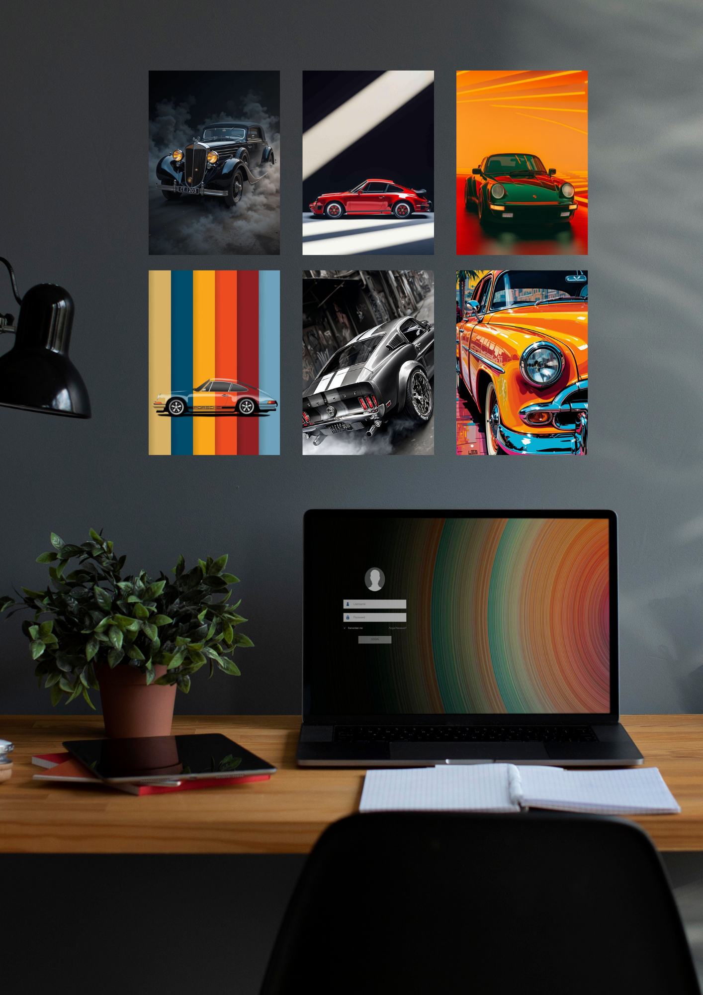 Retro & Sports Cars Collage Poster Set – 6 A4 Wall Prints | Vibrant Automotive Collection