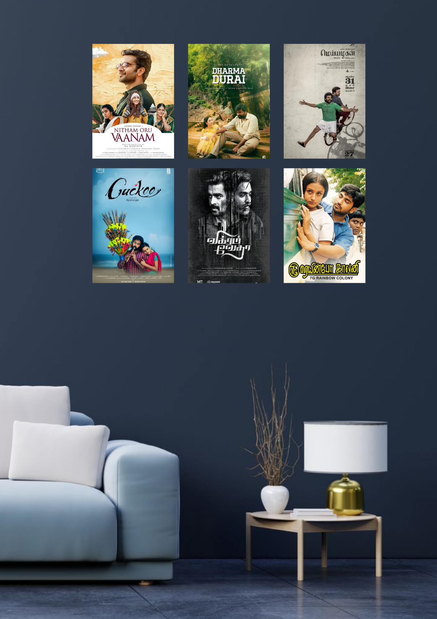 Emotional Tamil Movie Edition Collage 6 Set Posters – A4 Size | Soulful Kollywood Cinema Wall Art