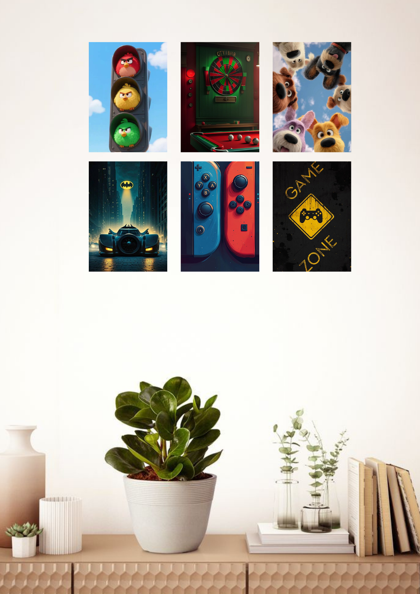 Fun & Action Game Zone Collage 6 Set Posters – A4 Size | Playful Gaming Wall Art Collection