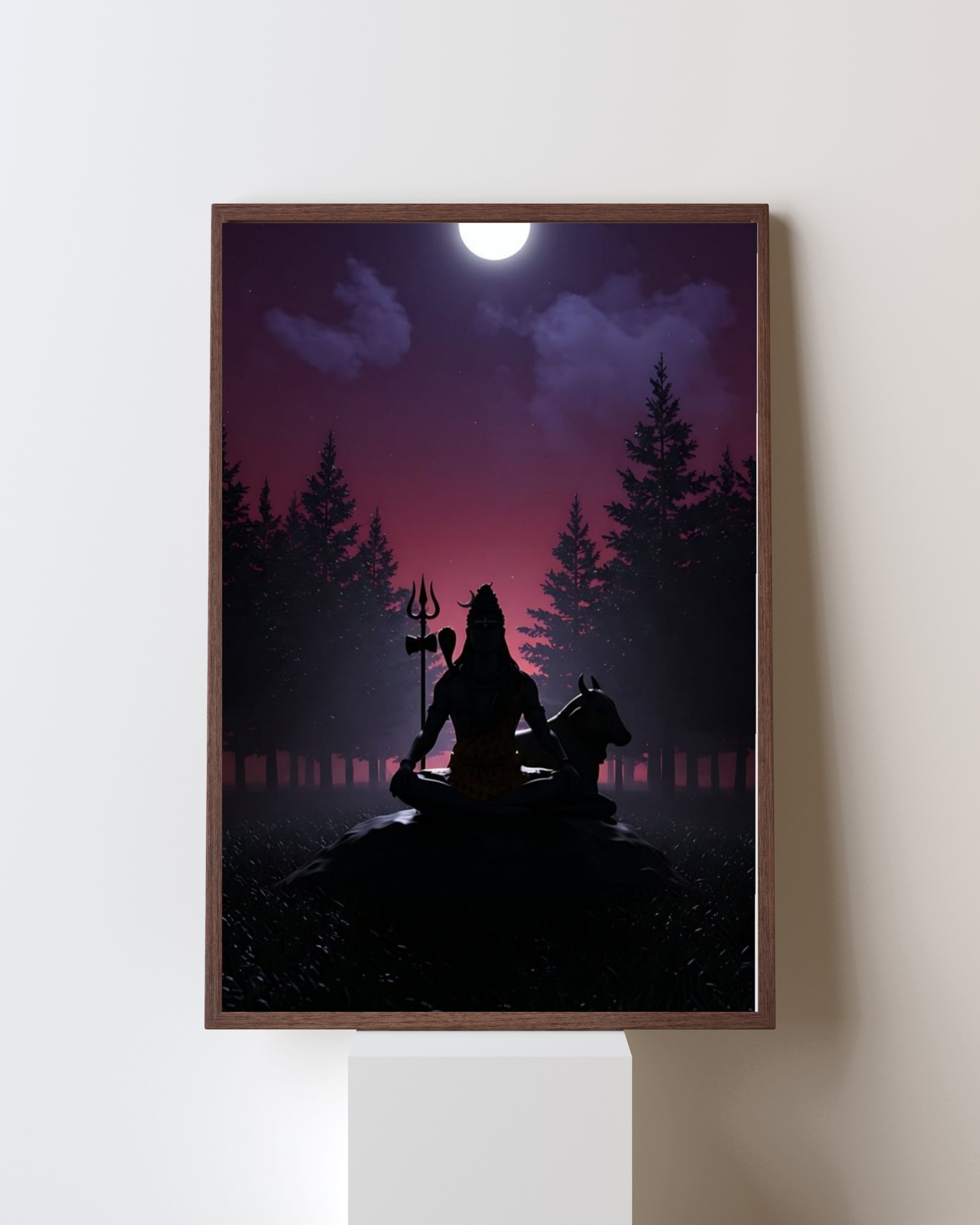 Mahadev Under the Moonlight – Lord Shiva with Nandi Framed Art