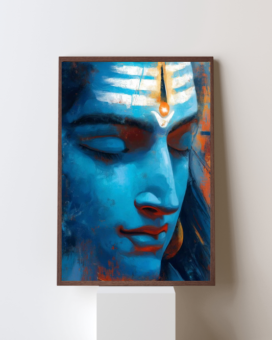 Tranquil Mahadev – Meditative Lord Shiva Close-Up Framed Art