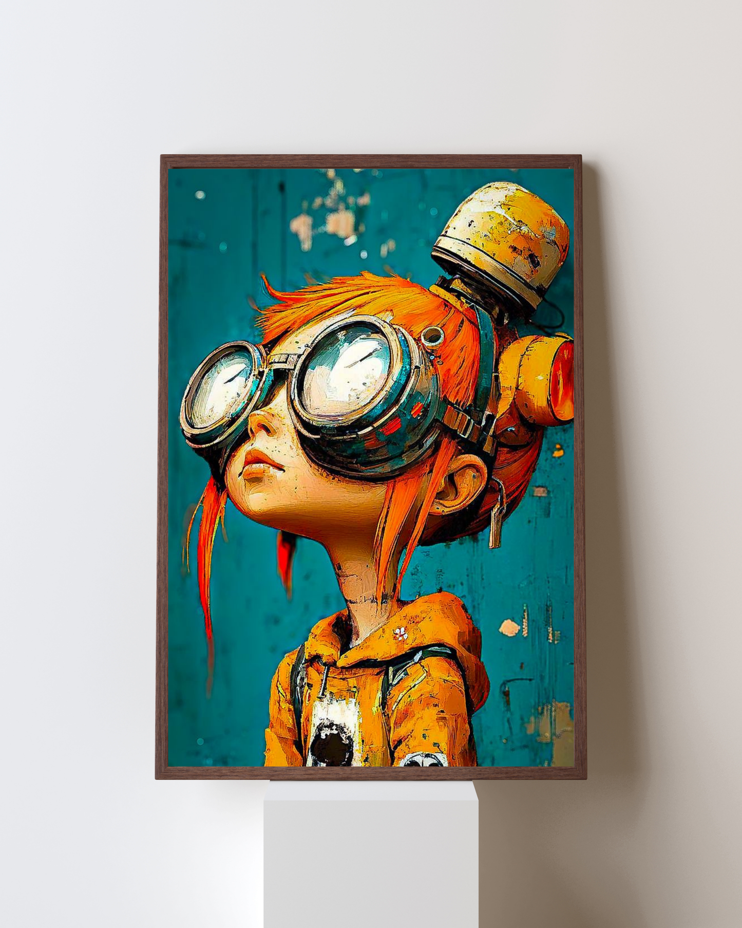 “Retro Tech Kid – Vibrant Pop Culture Wall Frame”