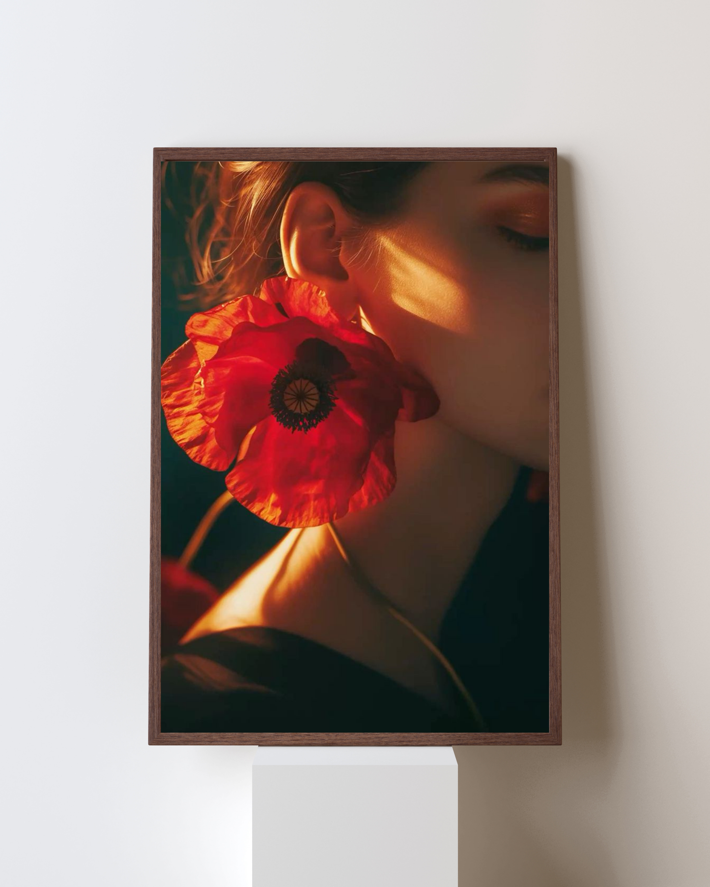 Crimson Whisper – Aesthetic Floral Portrait Wall Art | Modern Minimal Frame