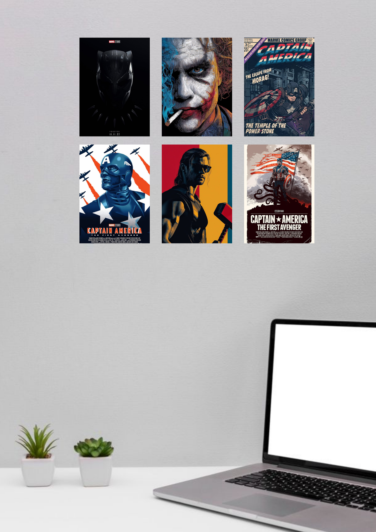 Marvel Hero Legends – 6-Poster Premium Wall Art Set (A4 Size)