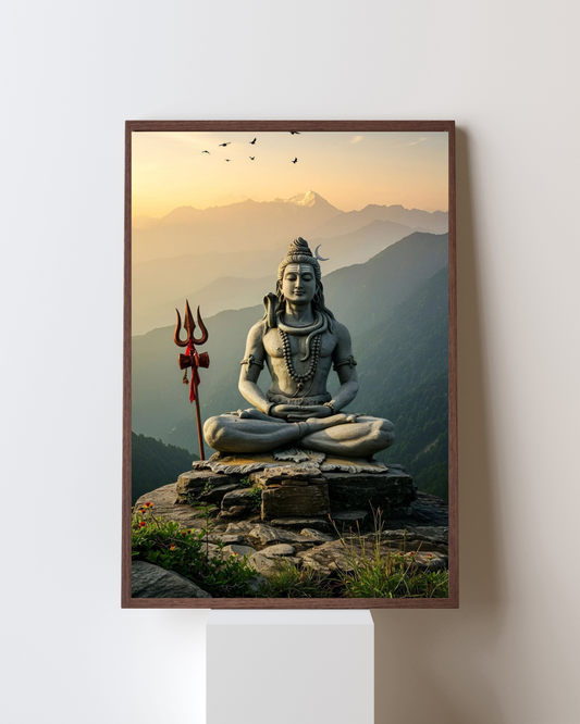 Divine Serenity – Lord Shiva Meditation in Himalayas Framed Wall Art