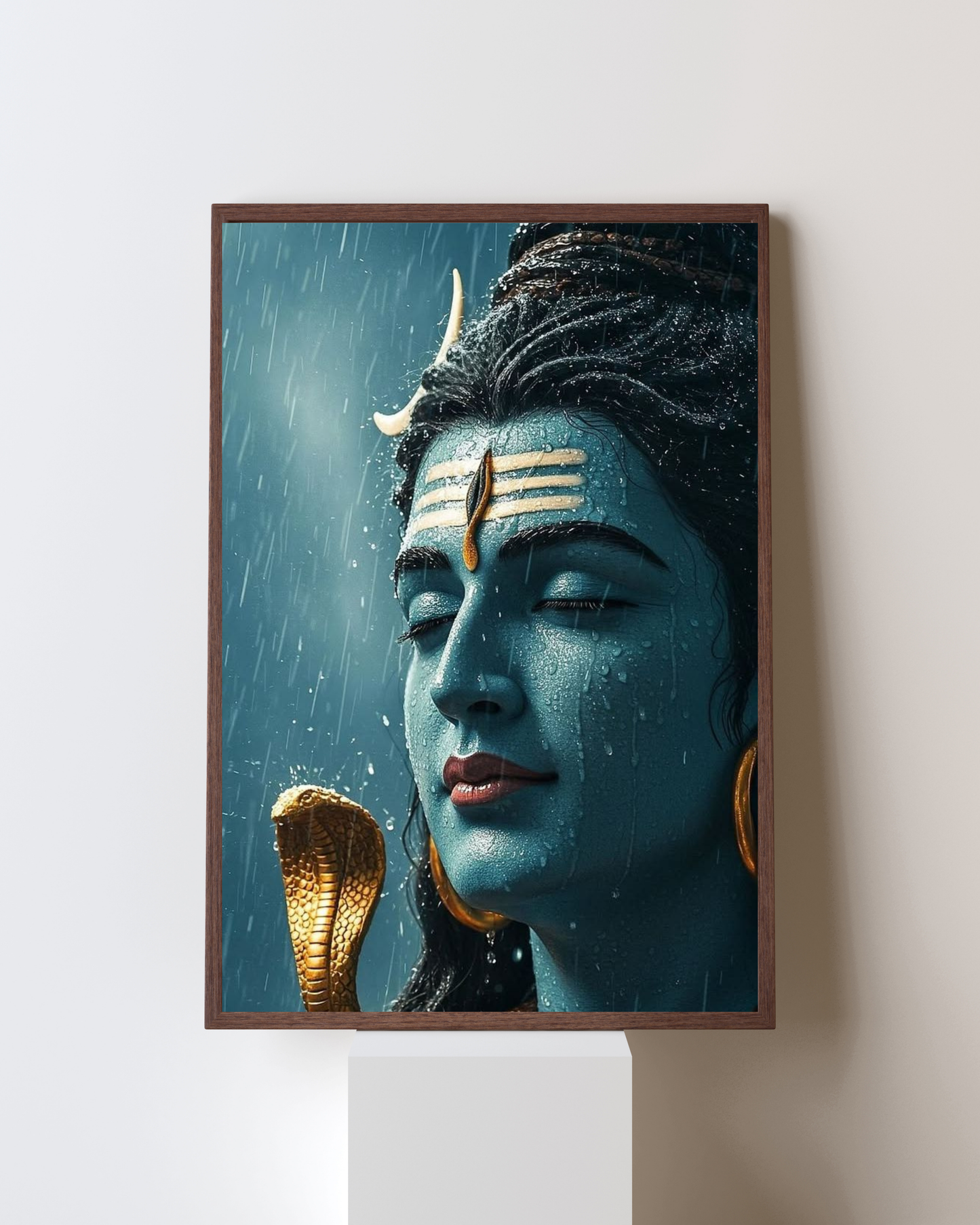 Mahadev in the Rain – The Calm Within the Storm Framed Wall Art