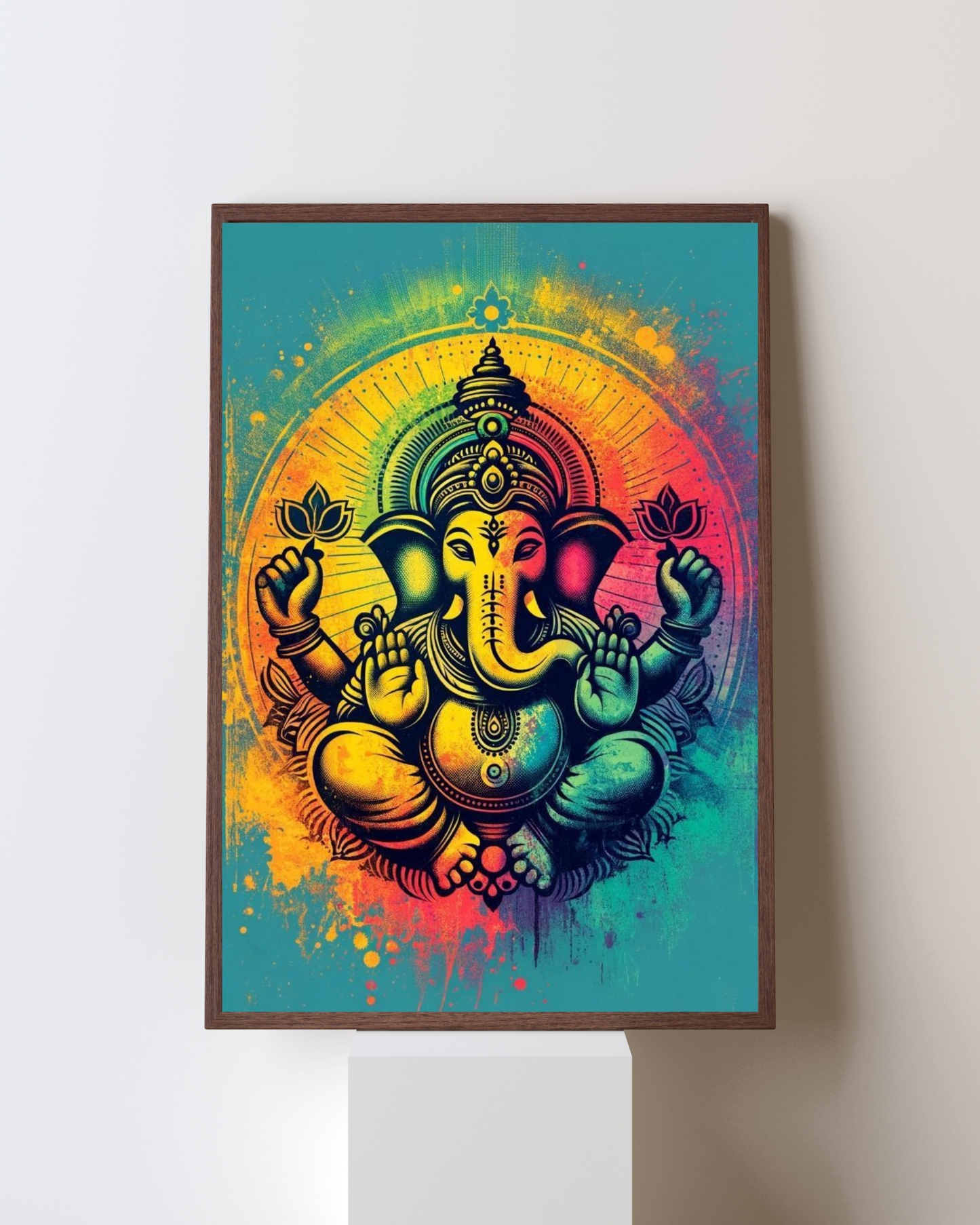 Vibrant Blessings – Lord Ganesha in Cosmic Colors Framed Wall Art