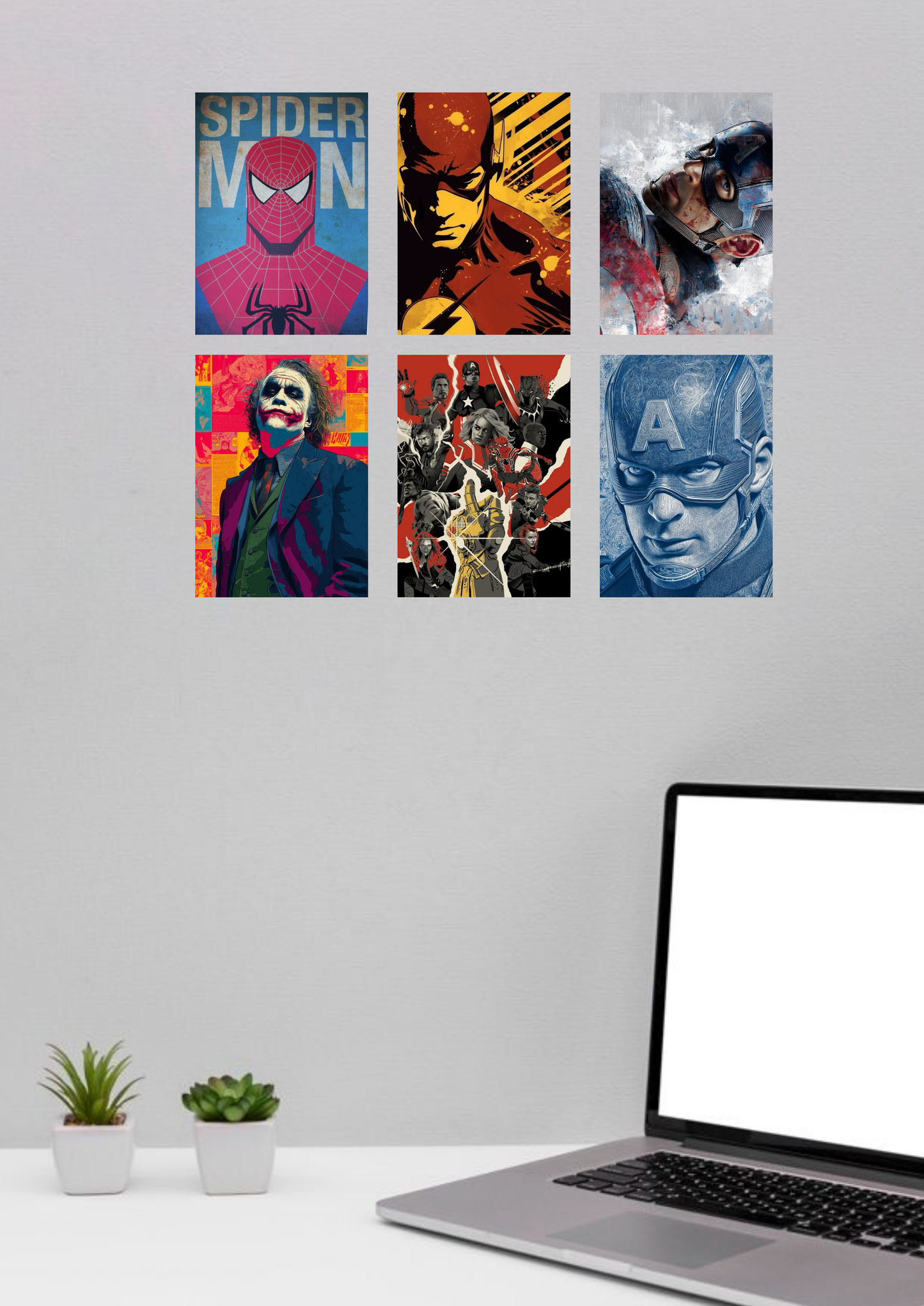 Superhero Legends – 6 Poster Collage Set (A4 Size)
