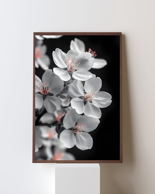 Whispers of Spring – Monochrome Blossom Wall Art Frame