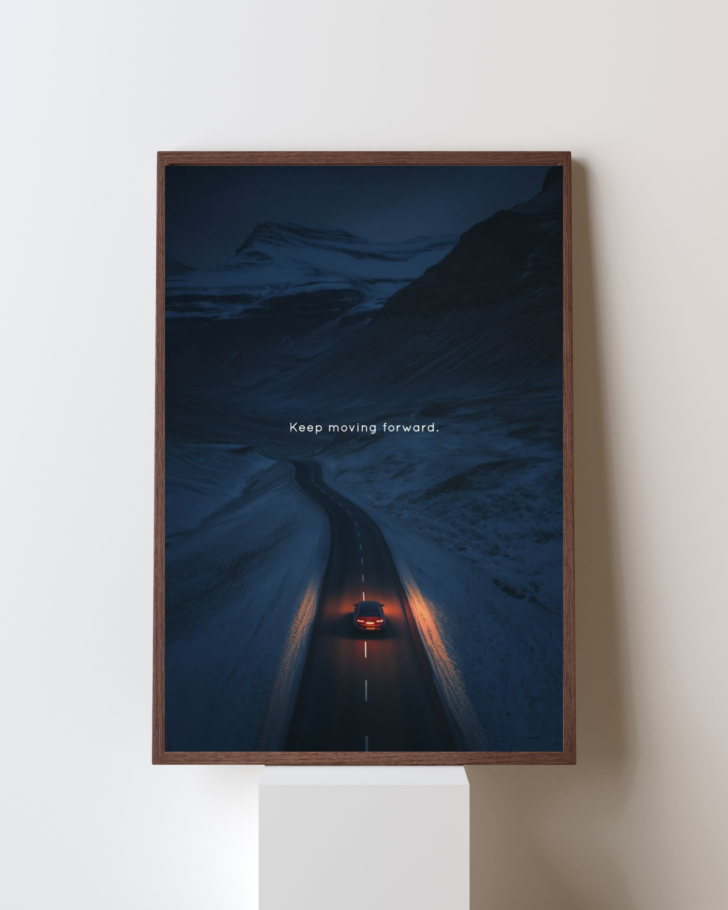 “Keep Moving Forward” Night Drive Motivational Poster | Minimal Dark Aesthetic Wall Art